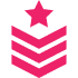 Pink star and chevrons on black background.